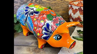 Hand Painted Talavera Pottery Pig Bank 33bc72 [upl. by Ecinue]