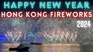 Hong Kong  New Year Countdown and Fireworks 2024 [upl. by Gerrilee]