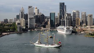 Slideshow Cuauhtémoc Mexican tall sailing ship arrival Sydney Harbour 141024 [upl. by Kashden]