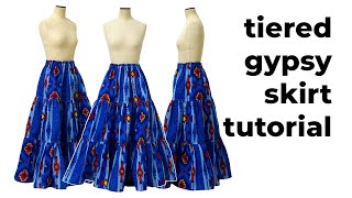 TIERED GYPSY PEASANT SKIRT TUTORIAL  PATTERN MAKING AND SEWING TUTORIAL  LA MODÉLISTE [upl. by Beale850]