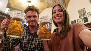 BAVARIAN BEER amp FOOD Tour in Munich Germany 🥨  Drinking in HOFBRÄUHAUS German Beer Hall 🍺 [upl. by Alletnahs]