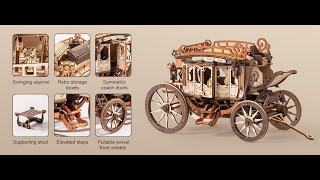 ROBOTIME Stagecoach Wooden Music Box Puzzle AMKA1 [upl. by Eemiaj]