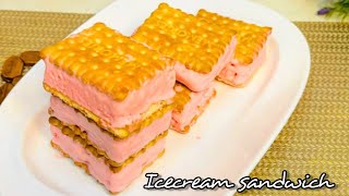 Homemade Ice Cream Sandwich  Only 2 ingredients recipe  Perfect Icecream Sandwich Recipe [upl. by Gibbon]