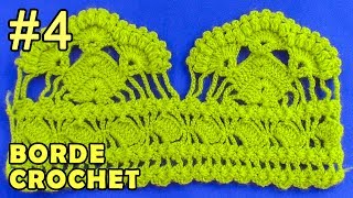 Borde 4 tejido a crochet fácil de hacer en punto abanicos de garbanzos [upl. by Rihana]