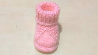 Knitting very stylish and easy baby booties socks for 1 Year old [upl. by Deeanne680]