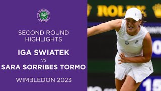 Iga Swiatek vs Sara Sorribes Tormo  Second Round Highlights  Wimbledon 2023 [upl. by Iloj]