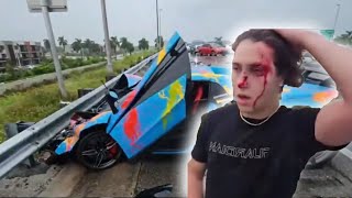 VIDEO  Famous 21yearold YouTuber CRASHES his McLaren [upl. by Eimrots608]