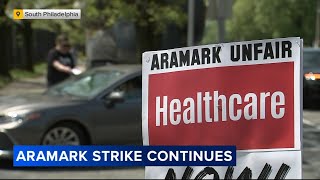 Aramark strike continues as Wells Fargo workers continue to seek higher wages better benefits [upl. by Gianna]