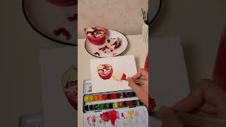 painting pomegranate with watercolor [upl. by Terrilyn492]