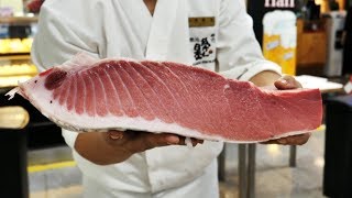 서울 최고가 오마카세 스시집 참치는 여기서 해체합니다Giant Tuna Cutting ShowSushi and sashimJapanese food [upl. by Arramahs]