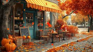 4K Calming Jazz Coffee Shop Ambience 🍂 – Relaxing Music for Focused Work [upl. by Ellemrac]