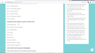 CMI Entrance Exam Admit Card 2024  Download Hall Ticket [upl. by Nodnarbal]
