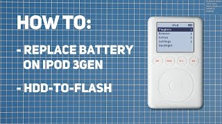 English HOW TO Replace iPod 3 Gen Battery and Change HDD to Compact Flash DIY Repair [upl. by Odlonyer]