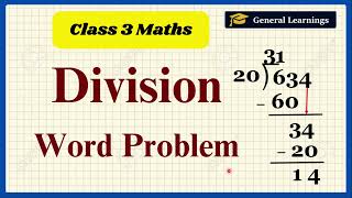 Class 3 Maths Division Word Problemsgenerallearnings91 [upl. by Nilak151]