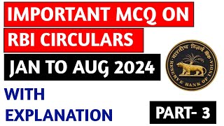 All Important MCQ on RBI Circulars January to August 2024 l RBI Circulars 2024 l Hindi l Part 3 [upl. by Zahc]