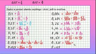 UŁAMKI ZWYKŁE I DZIESIĘTNE od podstaw zamiana ułamków dziesiętnych na zwykłe 2 dla klasy piątej [upl. by Nicky951]