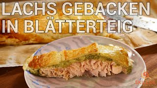 Lachs gebacken in Blätterteig mit einer leckeren Gemüsecreme [upl. by Moyna926]