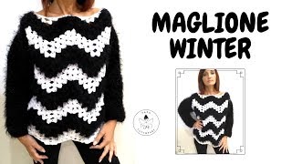 TUTORIAL Maglione Winter uncinettopunto grannylafatatuttofare [upl. by Arihsak]