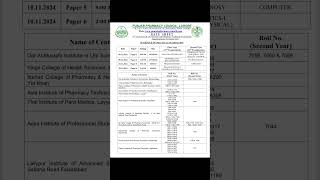 Date sheet of Practicals 27th Supplementary Examination By Punjab Pharmacy Council Lahore [upl. by Doralia106]