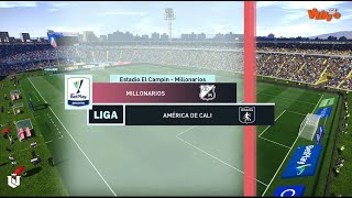 Millonarios vs America de Cali ● Liga Betplay Grupo B ● Pes 2021 [upl. by Nnylorac]