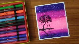 How to draw Easy Scenery for Beginners using Brush Pen  step by step [upl. by Wilonah]