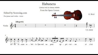 Habanera Bizet Piano and Violin with lyrics [upl. by Callida]