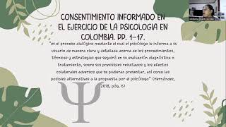 Doctrina 3 Consentimiento informado en el ejercicio de la Psicología en Colombia Pp 1–17 [upl. by Regen]