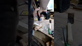 Drilling holes for upright in mini Oseberg loom [upl. by Omiseno]