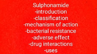 Sulphonamidepharmacology chemotherapy detail explanation in hindiDecode pharmacy [upl. by Anauqat]