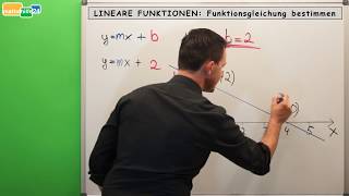 Lineare Funktionen Funktionsgleichung bestimmen  aufstellen  Mathematik [upl. by Nairoc]