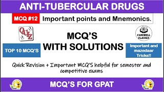 AntiTubercular Drugs MCQ  Quick Revision Carewell ClassesCarewell Pharma [upl. by Obellia951]