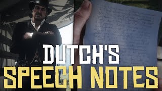 Dutchs Speech Notes  Red Dead Redemption 2 [upl. by Nart]