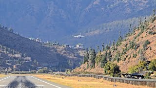 Drukair Airbus A320 NEO Landing on Runway 15 in Gusty Winds  Paro Airport [upl. by Jasmina591]