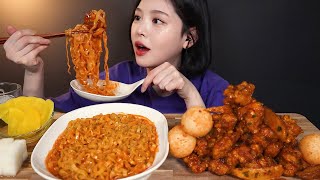 SUB광고60계 치킨 더매운고추치킨 순살 까르보 불닭볶음면 먹방  치즈볼까지 리얼사운드 CarboSpicy Chicken Noodles chicken mukbang ASMR [upl. by Jc275]