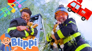 Fire Truck Song Rescue Animals Version  BLIPPI and MEEKAH Fire Truck Song  Educational Songs [upl. by Janith]