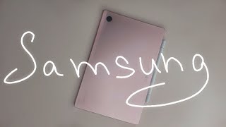 Unboxing 💫 Samsung Galaxy Tab A8 pink  Accessories 💕🌙 aesthetic [upl. by Atiuqehc983]