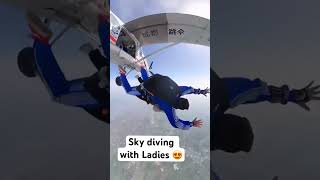 Sky diving with Ladies bestjobintheworld fly skydiving skydive extremesports sky fyp [upl. by Otilia]