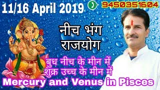 mercury nichbhang debilitated and venus shukra ucch exalted in pisces meen 11 16 April 2019 [upl. by Anelleh]