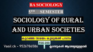 SOCIOLOGY OF RURAL AND URBAN SOCIETIES  9526786586  BA SOCIOLOGY [upl. by Tillinger931]