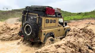 110 Scale RC car  Defender 90XtraspeedRC4WD YOTA2 Axles Muddy Offroad Driving 19 [upl. by Cathie248]