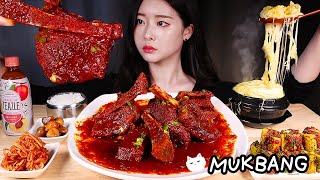 흰쌀밥에 매운대왕소갈비찜 치즈폭탄계란찜 김치🇰🇷 먹방  SPICY BRAISED GIANT BEEF RIBS🔥 GALBIJJIM CHEESY STEAMED EGG MUKBANG [upl. by Rambow]