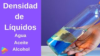 Densidad de líquidos agua aceite y alcohol  Aprende Con Tabella [upl. by Etnohs]