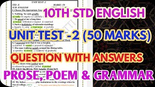 10Th English Unit Test 2 20242025ProsePormNon Detail Most Important10thGRSUCCESSSTC [upl. by Eissert]