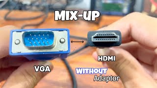 Mixup VGA cable with HDMi  VGA connects to HDMI without adaptor [upl. by Sallyanne]