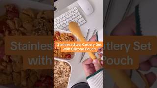 🍴Stainless Steel Travel Cutlery Set with Silicone Pouch The chopsticks is replaced with knife [upl. by Anneyehc]