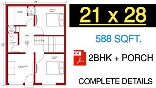 21 x 28 small house plans  21 by 28 small house design  2128 house plan  low budget house design [upl. by Kyte]