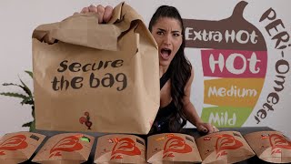 EVERY SPICE LEVEL Nandosuk FINO PITTA EATING CHALLENGE  LeahShutkever [upl. by Adnoyek]