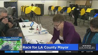 Los Angeles Mayoral candidate Karen Bass casts her ballot [upl. by Akinad]