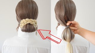 Acconciature SUPER FACILI per capelli medi e lunghi 🔝 SIMPLE amp EASY bun hairstyles hack shorts [upl. by Ahsaekal]