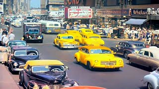 A Day in New York 1940s in color 60fps Remastered wsound design added [upl. by Gaves444]